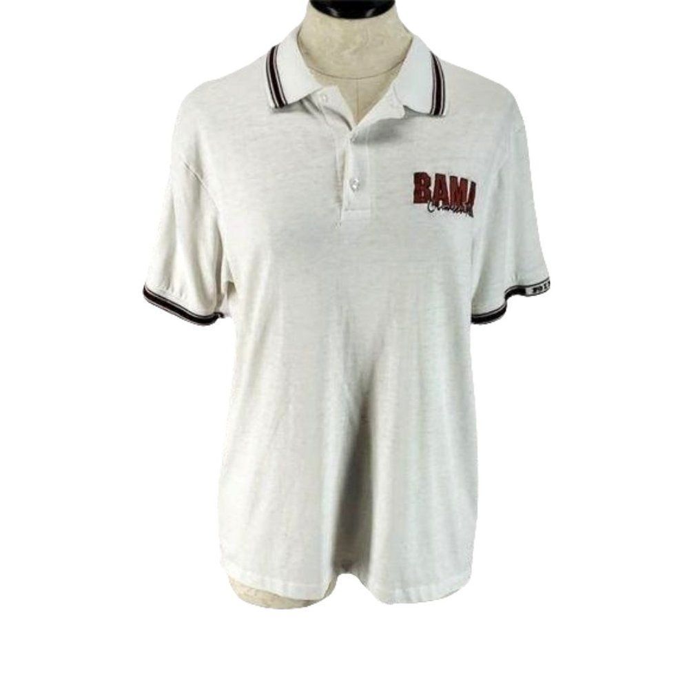Vintage Bike Alabama Crimson Tide Polo Shirt Mens‎ Gray Bama Made in USA